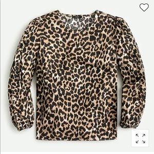 NWT J.Crew Leopard Ruffle Sleeve Top